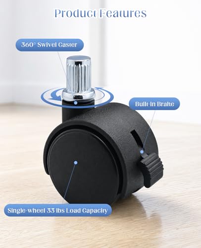 8 PCS Small Caster Wheels 1 Inch, Replacement Locking Swivel Casters Diameter 6.2mm for Furniture Table Cabinet Shelf