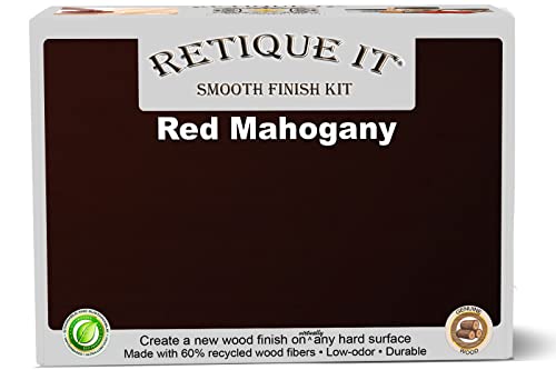 Gel Stain Liquid Wood Kits by Retique It - Real Paintable Wood. Great Companion to Chalk Finish Paint, Milk Paint, Furniture Paint. (1x Reg, Brushed Finish, 15 Red Mahogany)