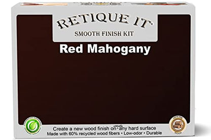 Gel Stain Liquid Wood Kits by Retique It - Real Paintable Wood. Great Companion to Chalk Finish Paint, Milk Paint, Furniture Paint. (1x Reg, Brushed Finish, 15 Red Mahogany)