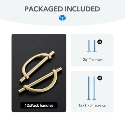 HOME EDIT Brushed Gold Cabinet Pulls Curved, 5 Inch/128 mm, 10 Pack - color: Brushed Brass, size: 5 Inch Hole Center