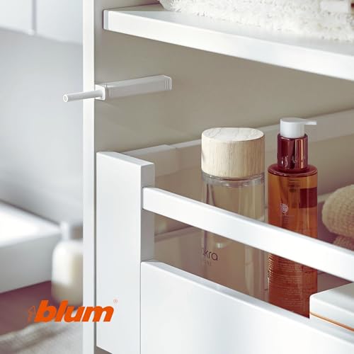 Blum Tip-On Long Version 956A1004 with Adapter Plate - Push to Open Cabinet Hardware - Silk White - Screw Mount Touch Latch Set