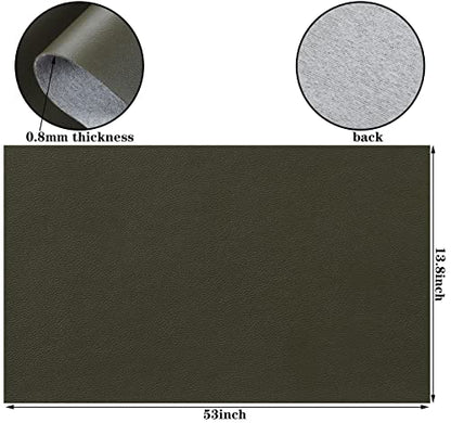 Picheng Smooth Faux Leather Sheets: 13.8"X53" Solid Soft Faux Leather Roll - color: Olive Green