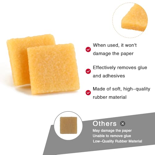 WHTCHSU 6 Pcs Glue and Residue Eraser Rubber Cement Cleaner for Removing Adhesive and Residues from Paper Plastic and More - size: 6 Count (Pack of 1)