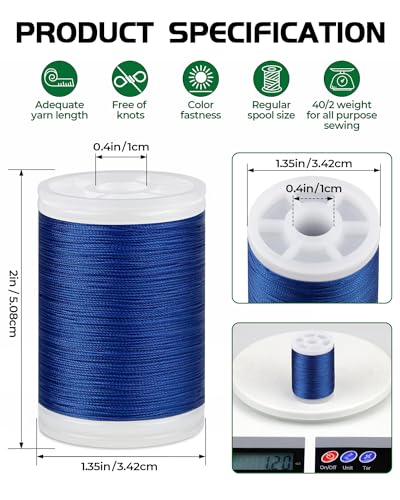 330 Yards FIVEIZERO Extra Strong Upholstery Thread,Blue Bonded Nylon Thread for Denim Leather,Craft,Machine,DIY and Home (2 Pack) CJ - color: Blue