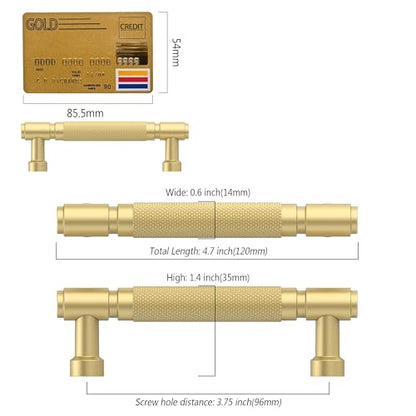 Amerdeco 10 Pack Brushed Gold knurled Cabinet Pulls 3.75" - color: Brushed Gold, size: 3.75" hole center