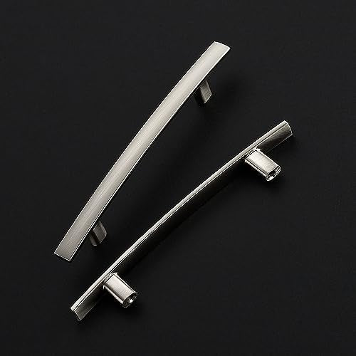 30 Pack Brushed Nickel Cabinet Handles, 4" Hole Center Curved Pulls - color: Brushed Nickel, size: 4" Hole Center