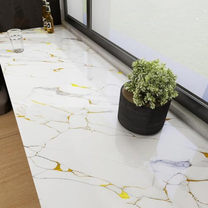 White Gold Marble Contact Paper 15.7"X78.7" Peel and Stick Wallpaper - color: White Gold, size: 15.7" x 78.7"