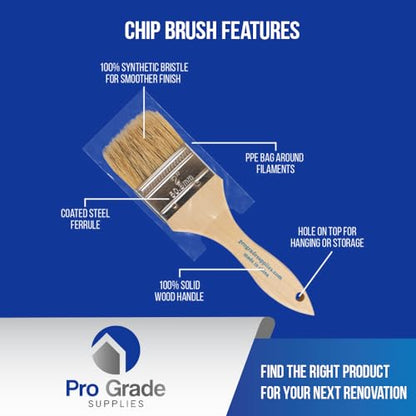 Pro Grade Chip Brushes, Disposable Paint Brushes, Assorted Sizes, 24 Piece - size: 24Pc. Var.