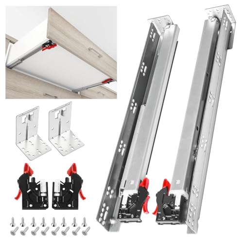SHUHANG 6 Pair Undermount Drawer Slides 12 inch Soft Close 80 lb Load Capacity Ball Bearing Hidden Bottom Mount Rails Full Extension Runners with Adjustable Locking Devices and Bracket - size: 12 Inch, style: 6 Pair (Silver- Undermount Soft Close)
