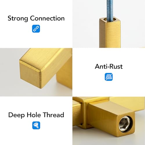 HOME EDIT 10 Pack Brushed Brass Cabinet Knobs 2 Inch Gold Drawer Knobs - color: Brushed Brass square