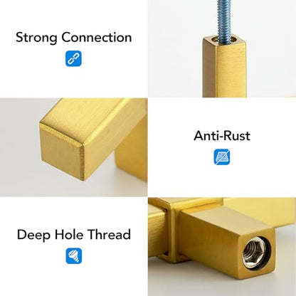 HOME EDIT 10 Pack Brushed Brass Cabinet Knobs 2 Inch Gold Drawer Knobs - color: Brushed Brass square