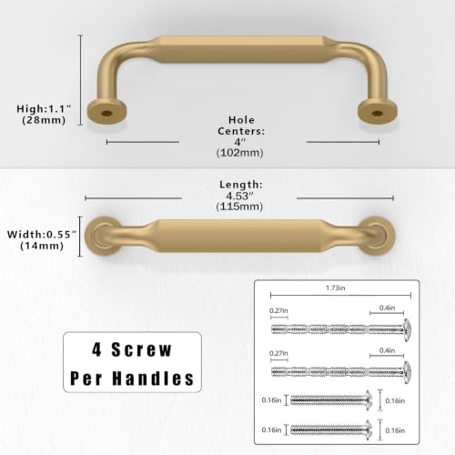 10 Pack Champagne Bronze Cabinet Pulls 4 Inch(102mm) Kitchen Cabinet Handles Solid Zinc Alloy Cabinet Hardware Drawer Pulls - color: Champagne Bronze, size: 4" Hole Center