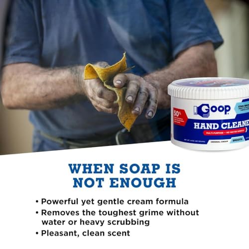GOOP Multi-Purpose Hand Cleaner- Waterless Hand Degreaser, Laundry Stain Remover - NonToxic and Biodegradable Cleaner Remove Dirt, Oil, Paint, Ink, and Clothes Stains Original, 14oz Pack of 1 - size: 14 Ounce (Pack of 1)