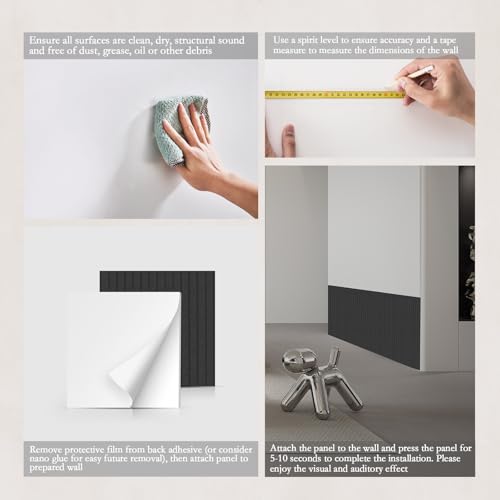 ArtVivid 6 Pack Large Acoustic Panels, Soundproof Wall Panels - color: Black, size: 24"×24"(6pcs)