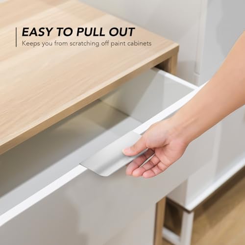 Brushed Nickel Cabinet Handles Finger Edge Pulls 3.15 Inch CC 10 Pack - color: Silver, size: 80mm/3.15" Overall Length