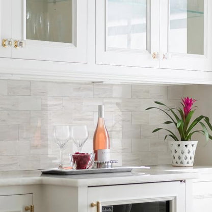 STICKGOO 10-Sheet Backsplash Peel and Stick Subway Tile(Thicker Design) - color: Faux Eurasian Wood Marble