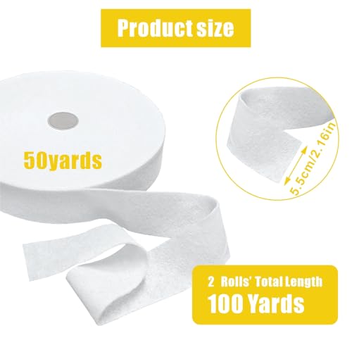 2 Rolls Jelly Roll Batting Strips for Rugs 2 1/4 inch Cotton Quilt Batting - color: White-2roll