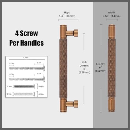 10 Pack Antique Brass Knurled Cabinet Pulls 5 Inch(128mm) Kitchen Cabinet Handles Cabinet Hardware for Drawer Pulls - color: Antique Brass, size: 5" Hole Center
