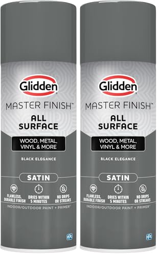 Glidden Master Finish 12 oz. Satin Black Elegance Interior/Exterior All Surface Spray Paint and Primer (Pack of 2) - color: Black Elegance, size: 12 Ounce (Pack of 2)