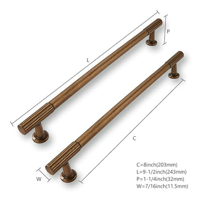 2 Pack 8 Inch(203mm) Hole Center Antique Brass Cabinet pulls Kitchen Handles Solid Heavy Duty Cabinet Pull Kitchen Hardware - color: Antique Brass, size: 8 Inch(203mm)Hole Center