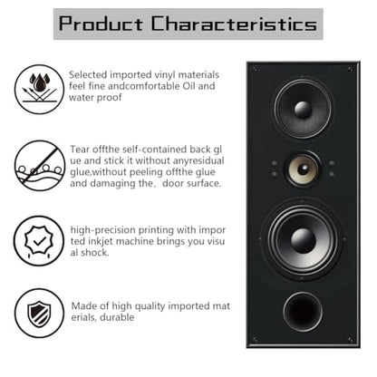 arricraft 2 Sheets Self-Adhesive Door Sticker, 80cmx200cm/31.5x78.7inch Music Audio Pattern Door Murals Stickers PVC Removable Wallpaper Decoration for Bedrooms Living Room - style: Music Audio