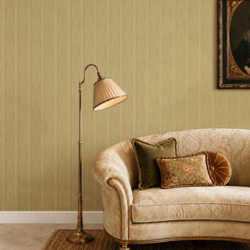 JiffDiff Khaki 3D Embossed Textured Peel Stick Wallpaper 17.3"x120" - color: Khaki, size: 17.3" x 120"