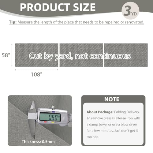 Waterproof Canvas Fabric by The Yard 600D Upholstery Outdoor Fabric 58”W - color: Silver Grey, size: 3 Yards 58" x 108"