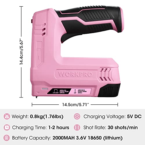 WORKPRO Electric Staple Gun, 2-in-1 Brad Nailer Electric - color: Pink