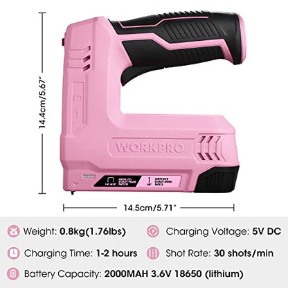 WORKPRO Electric Staple Gun, 2-in-1 Brad Nailer Electric - color: Pink