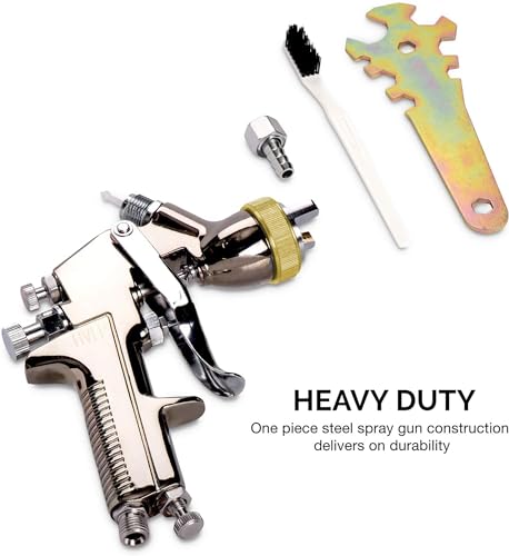 NEIKO 31215A HVLP Spray Gun Paint Sprayer, 1.7 mm Spray Paint Gun, Nozzle Size 600 cc Air Gauge Regulator, Auto Paint Spray Gun, HVLP Spray Gun Kit - style: 1.7mm nozzle
