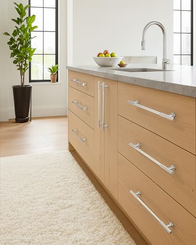 Brushed Satin Nickel Cabinet Handles Kitchen Pulls 3 Inch 10 Pack - color: Brushed Satin Nickel, size: Handle - 3"/76MM Hole Center