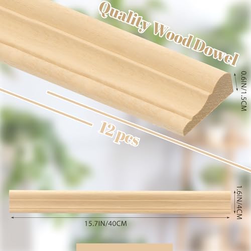 12 Pcs Wall Molding Trim, Split Wood Slats Mouldings, 15.8" X 1.6 - size: 15.8" X 1.6