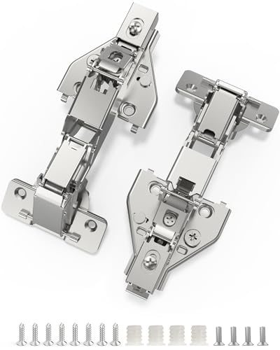 Chibery 2 Pack 165 Degree Soft Close Kitchen Corner Hinges, Lazy Susan Cabinets, Face Frame, Clip On Plate for Easy Installation, Hidden Face Mount, 3D Concealed Slow Self Closing for Folden Cupboard - size: 165° Face Frame