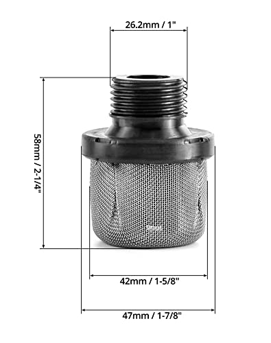 QWORK Airless Paint Sprayer Inlet Strainer, 2 Pcs 3/4 Inch Replacement Inlet Strainer Screen for Airless Paint Spray Gun