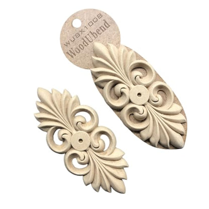 WoodUbend WUBX1008 Pack of 2 Backplates Wood Appliques - Heat Bendable & Flexible Onlays 6x13.5cm - DIY Craft, Furniture & Home Decor - Easy to Apply & Paint - Reusable & Durable Decals
