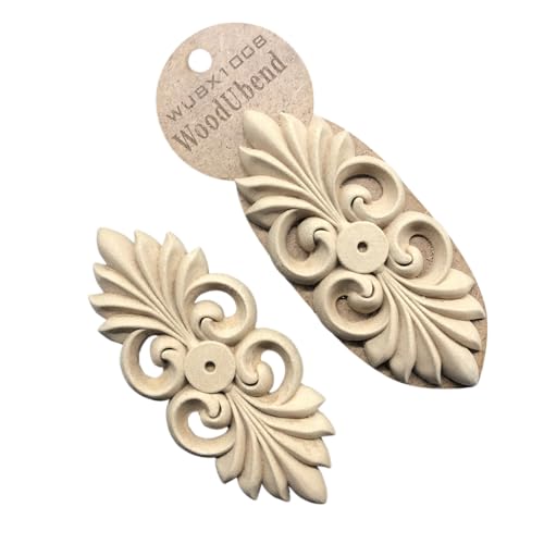 WoodUbend WUBX1008 Pack of 2 Backplates Wood Appliques - Heat Bendable & Flexible Onlays 6x13.5cm - DIY Craft, Furniture & Home Decor - Easy to Apply & Paint - Reusable & Durable Decals