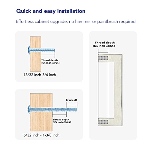 Brushed Nickel Cabinet Handles Drawer Pulls 3.75 Inch CC 10 Pack - color: Brushed Nickel Square, size: 3-3/4" Hole Center