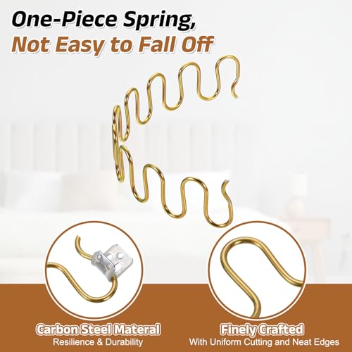 uxcell 2Pcs 15.7" Upholstery Spring Replacement Kit, Carbon Steel Sagging Cushions Repair Kit Arch Spring with Balance Hooks, S Spring Clips, Screws for Sofa Recliner Chair, Gold - color: Gold, size: 15.7"