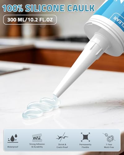 PAULINN Clear Silicone Caulk (Clear, 12 Packs) - color: Clear, size: 12 Packs