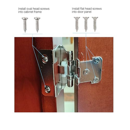 Brushed Nickel Kitchen Cabinet Hinges, 1/2” Overlay, 4 Pack - color: Brushed Nickel