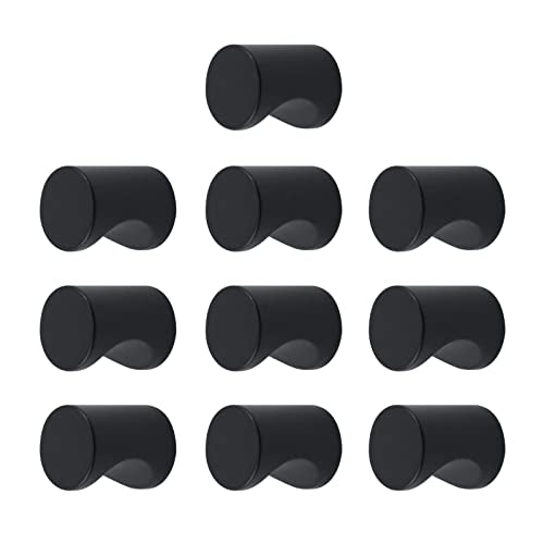 T Tulead Aluminum Alloy Cylinder Drawer Pulls Wardrobe Knobs 10PCS Black - color: Black