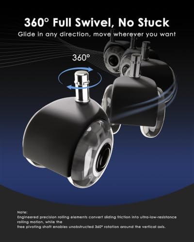 RidRed Office Chair Wheels,Smooth & Quiet Rollerblade Casters Wheels,Heavy Duty Support 700lbs Dual-Wheel Design,Gaming Desk Chair Wheel Replacement for Hardwood Floors and Carpet,2 Inch Universal Fit - color: Grey