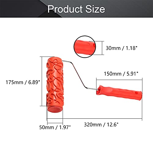 Utoolmart 7" Home Wall Rubber Paint Roller, 175mm Wood Grain Painting Roller with Plastic Handle 1Pcs - size: EG100T