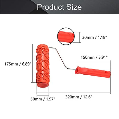 Utoolmart 7" Home Wall Rubber Paint Roller, 175mm Wood Grain Painting Roller with Plastic Handle 1Pcs - size: EG100T