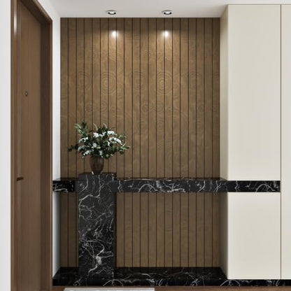 Dark Brown Peel and Stick 3D Faux Wood Slat Wall Panels 12×118" - color: Dark Brown, size: 12" x 120"