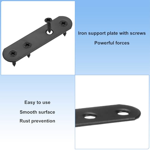 M METERXITY 10-Pack Flat Straight Brackets 2.95x0.71in, Black - color: Black, size: 75mm