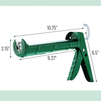 Bates- Caulking Silicone Gun, 10:1 Thrust Ratio, Hand Caulking Guns, No Drip - color: Deep Green, size: 1 Pack