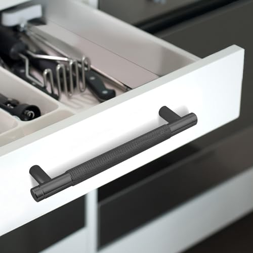 12 Pack 5 Inch 128 mm Black Barrel Cabinet Pulls Cupboard Aluminum Handles Drawer Pull Cabinet Handles Cabinet Handles - color: Black, size: 5 Inch