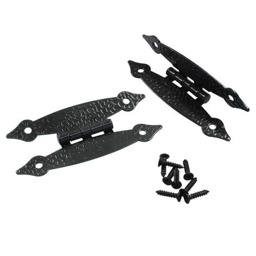 Murtenze 12 Pack 3.5 Inch Black Antique H Hinge Cold Rolled Steel - color: Black-12PCS