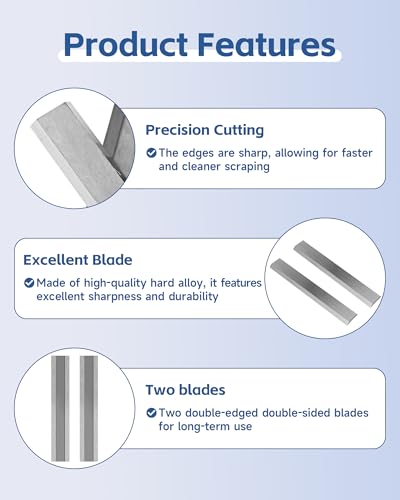 2" Carbide Paint Scraper Blades, Double-Edged Reversible - color: 2"